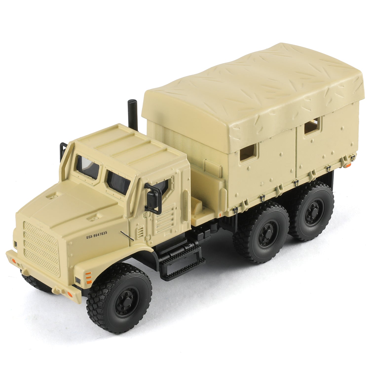 1:64 Diecast USMC MTVR MK23 Medium Tactical Vehicle Military Truck Scale Model, Desert Camouflage,7-Ton Cargo Truck Replica
