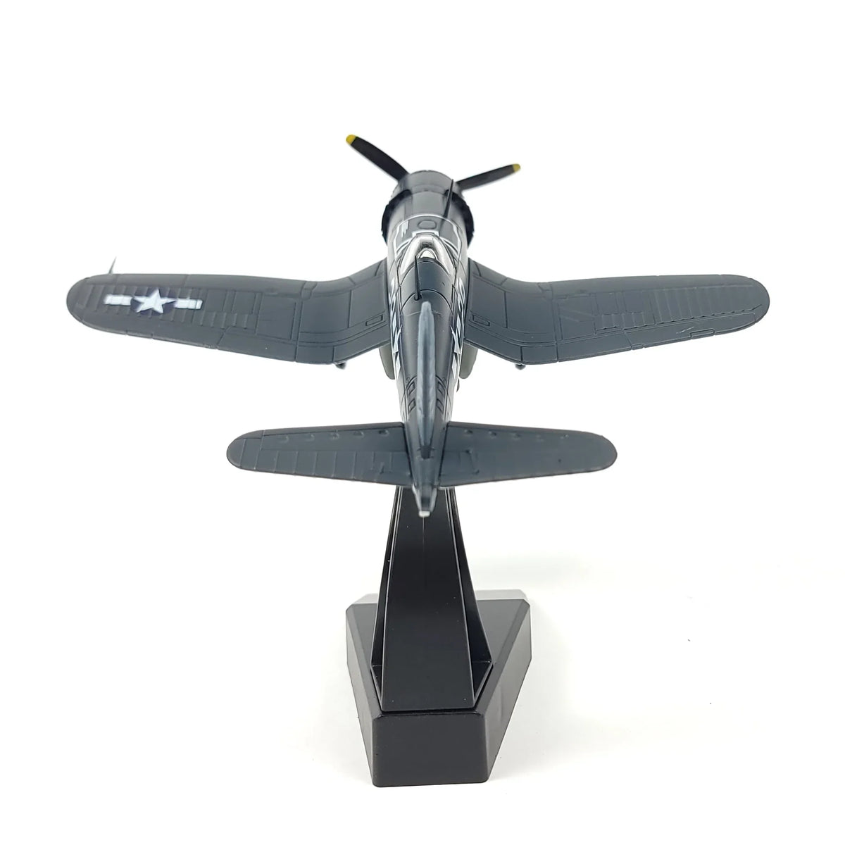 NUOTIE Model F4U Corsair navy diecast aircraft model with stand, rear view