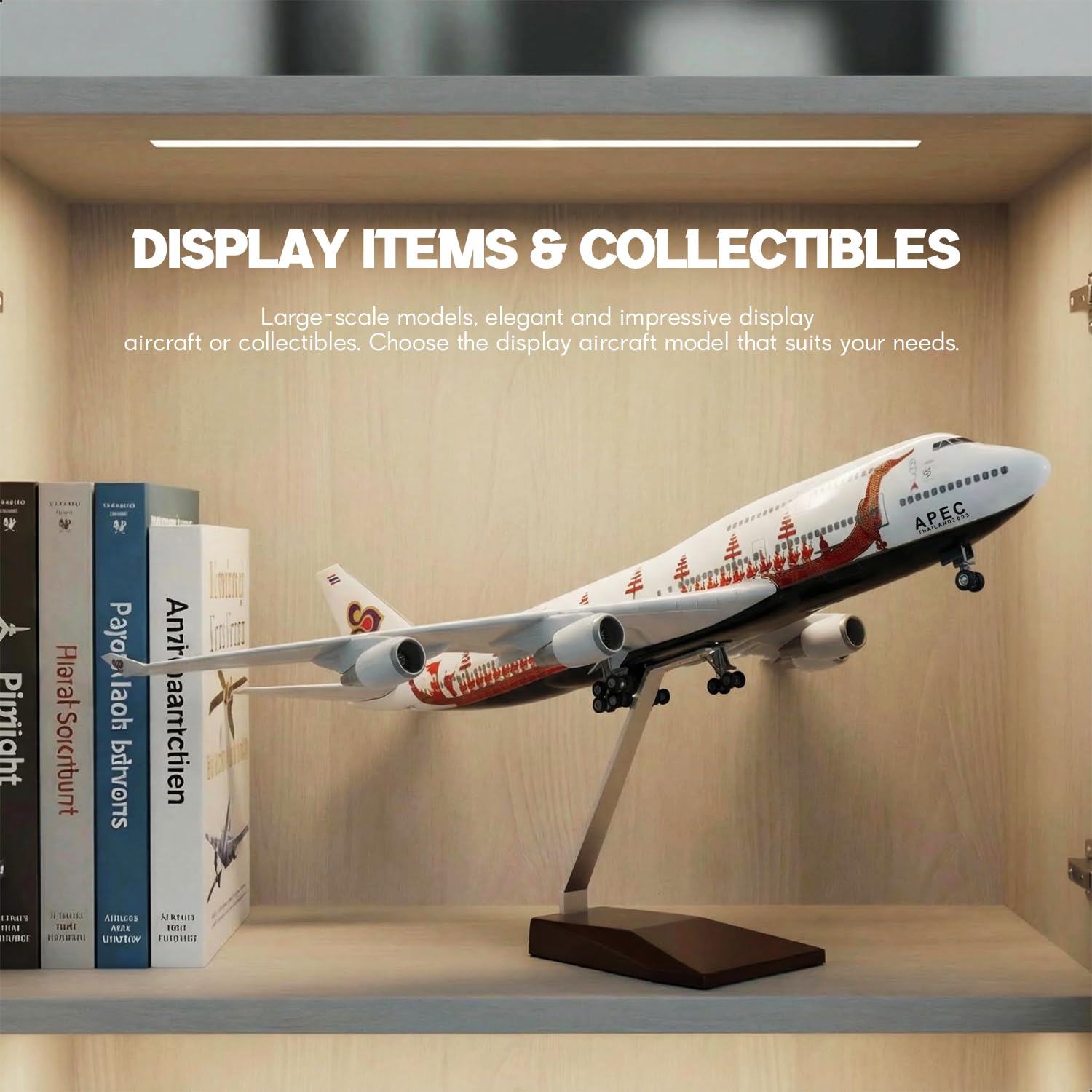 1/160 Large Scale Thai Boeing 747 Airplane Model with Stand Resin Airplane Model