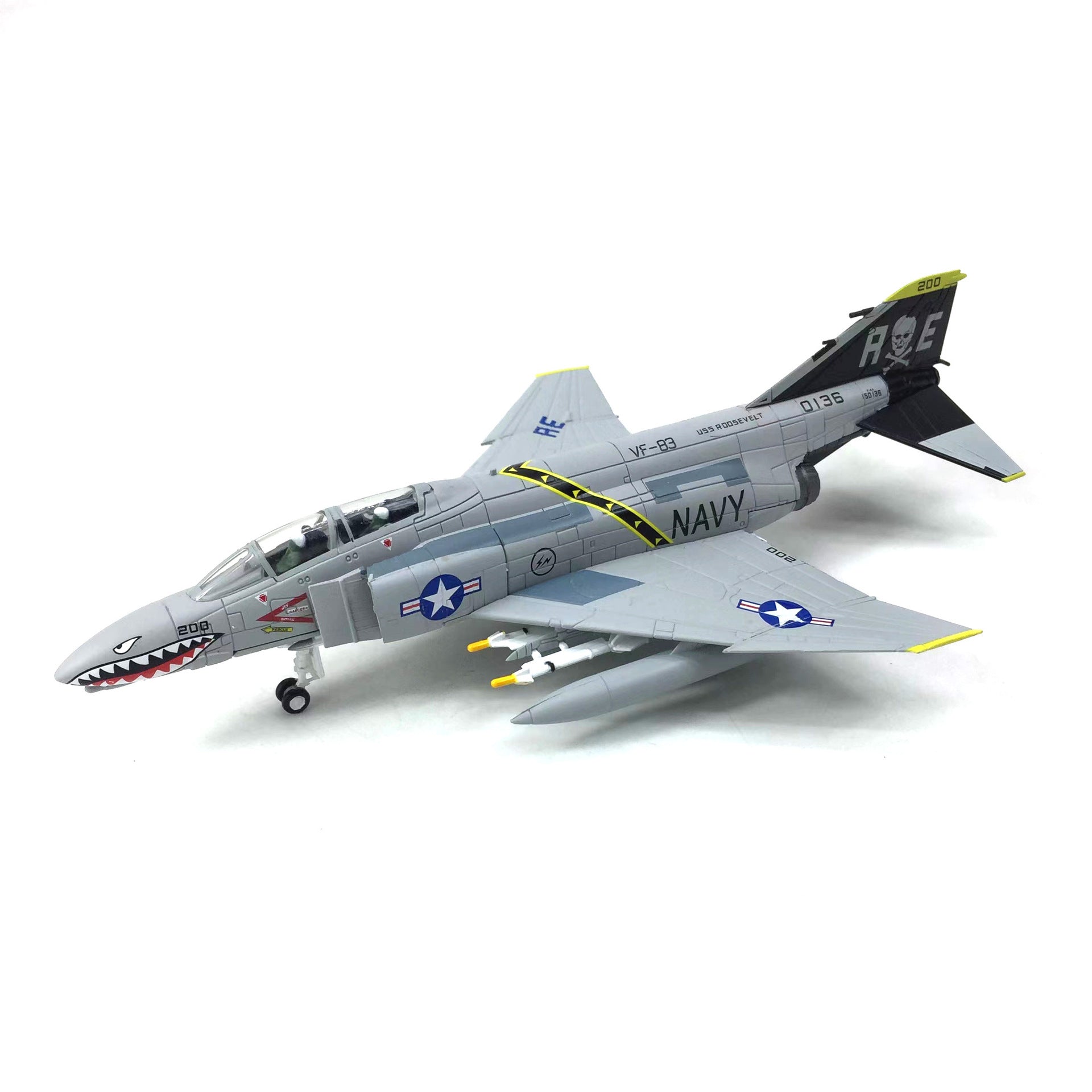 1/100 Scale F-4C Phantom II Diecast Metal Model - US Navy Livery Fighter Jet with Stand