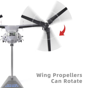NUOTIE Model V-22 Osprey diecast aircraft model with rotating propellers, front view