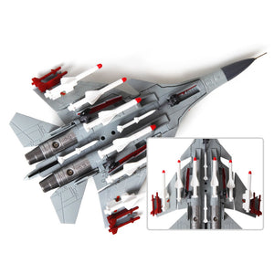 NUOTIE Model J-15 Flying Shark grey diecast aircraft underside view with missiles