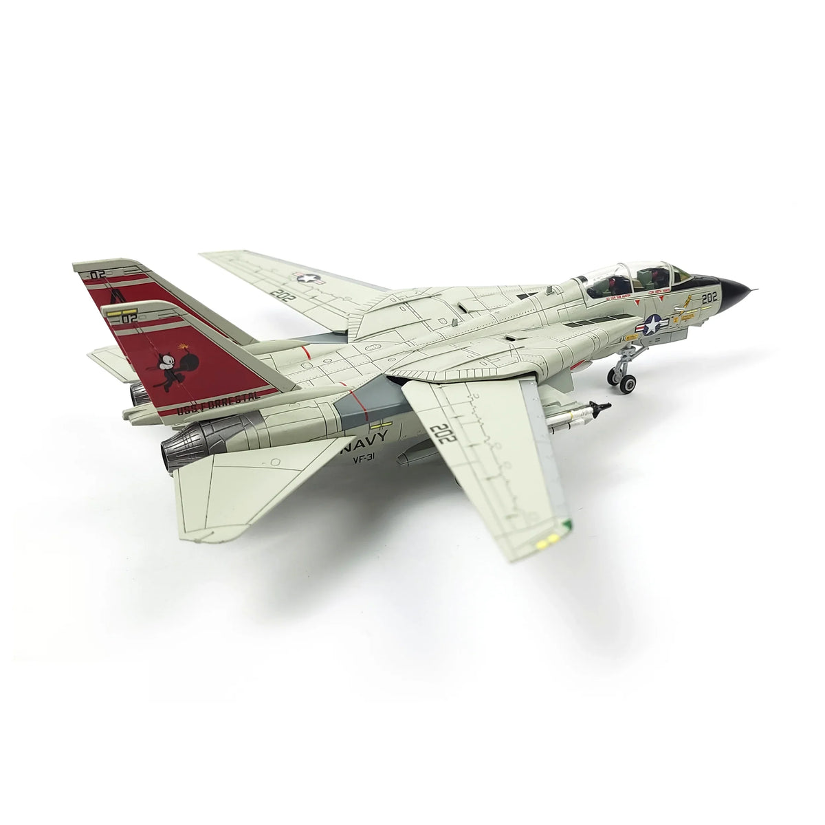 NUOTIE Model F-14A Tomcatters fighter model in navy color, side profile view