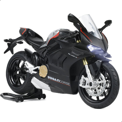 1:12 Motorcycle Model Toy Compatible for Ducati V4S Alloy Metal Diecast Motorbike with Sound and Light Mini Sport Bike Display Gift for Adult Collectors