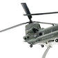 NUOTIE Model MH-47G Chinook helicopter in grey with rotor blades, side view
