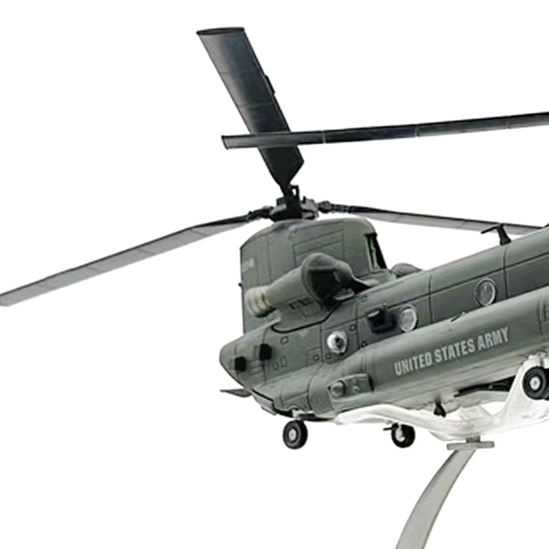 NUOTIE Model MH-47G Chinook helicopter in grey with rotor blades, side view