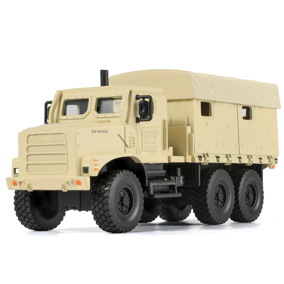 1:64 Diecast USMC MTVR MK23 Medium Tactical Vehicle Military Truck Scale Model, Desert Camouflage,7-Ton Cargo Truck Replica