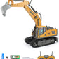 13-Ch RC Excavator with 4 Batteries, Alloy Metal Construction Toy for Boys, Remote Control Vehicle with Water Spray & Sound