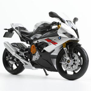 RISOPEN 1:12 die-cast BMW S1000RR motorcycle model in silver, side profile view