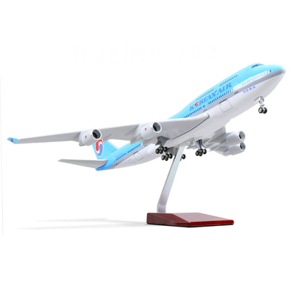 1/160 Boeing 747 Korean Airlines 17 inchs Large Model Diecast Airplane Model Kits with Stand Airlines Model Plane Display Collectible for Aviation Enthusiast Gift