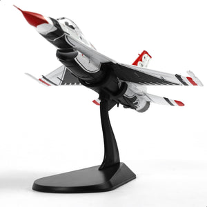 NUOTIE Model F-16C Thunderbird fighter model aircraft in white with red accents, front view on display stand