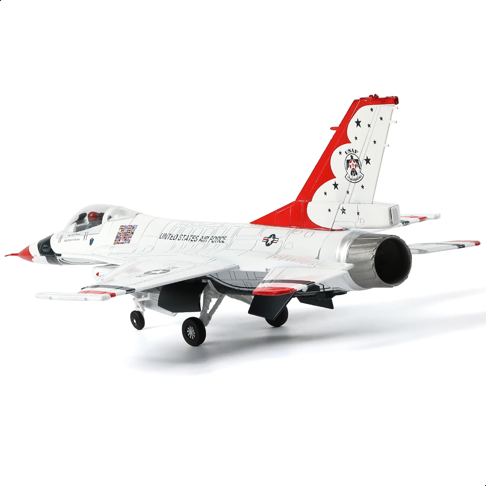 NUOTIE Model F-16C Thunderbird aircraft model in red and white with detailed cockpit view