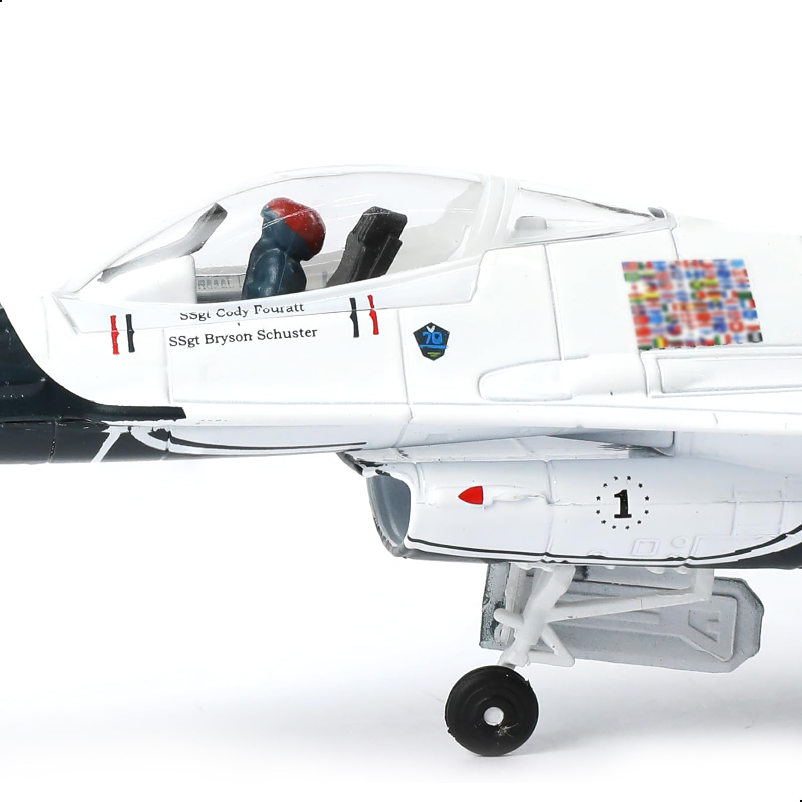 NUOTIE Model F-16C Thunderbird aircraft model showing detailed cockpit and pilot figure