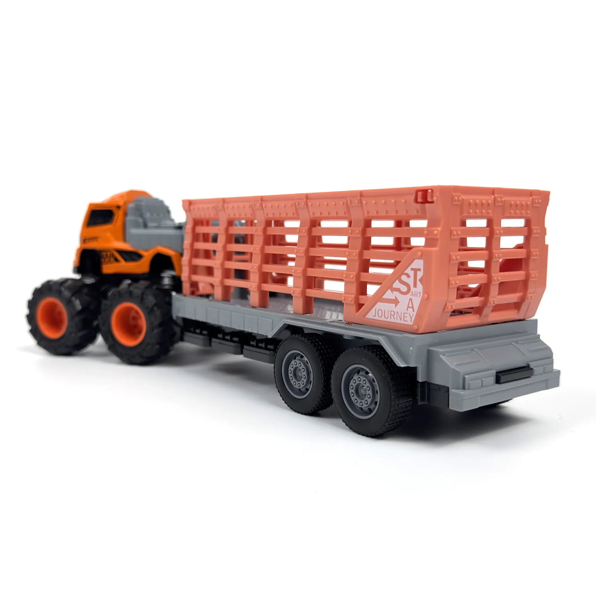 RISOPEN 1:43 die-cast orange and grey dump truck model kit with large off-road tires