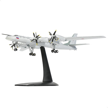 1/200 Tupolev TU-95 Bear Bomber Aircraft Model Metal Aircraft Model Kit Military Bomber Airplane Model with Stand for Adult Military Enthusiast Collection Display or Gift