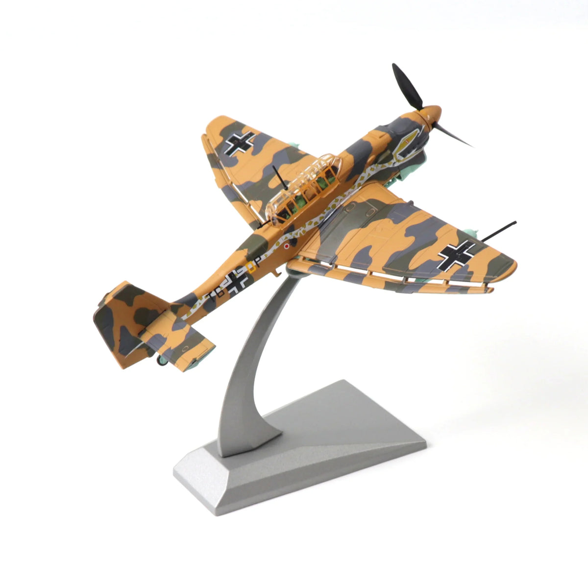 NUOTIE Model 1/72 scale Junkers Ju-87 Stuka diecast metal model aircraft in camouflage pattern, angled view