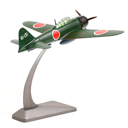 NUOTIE Model A6M5 Zero model in navy and red, aircraft on display stand, side profile