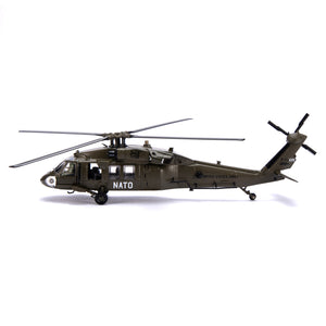 NUOTIE Model Sikorsky UH-60 Black Hawk diecast metal model in black and navy, side profile view