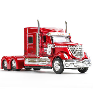 MAISTO Figure 1:64 International Lonestar Container Trailer Truck Transporter Simulation Alloy Trailer Car Model Toy Transport Vehicle Gift For kids (RED)