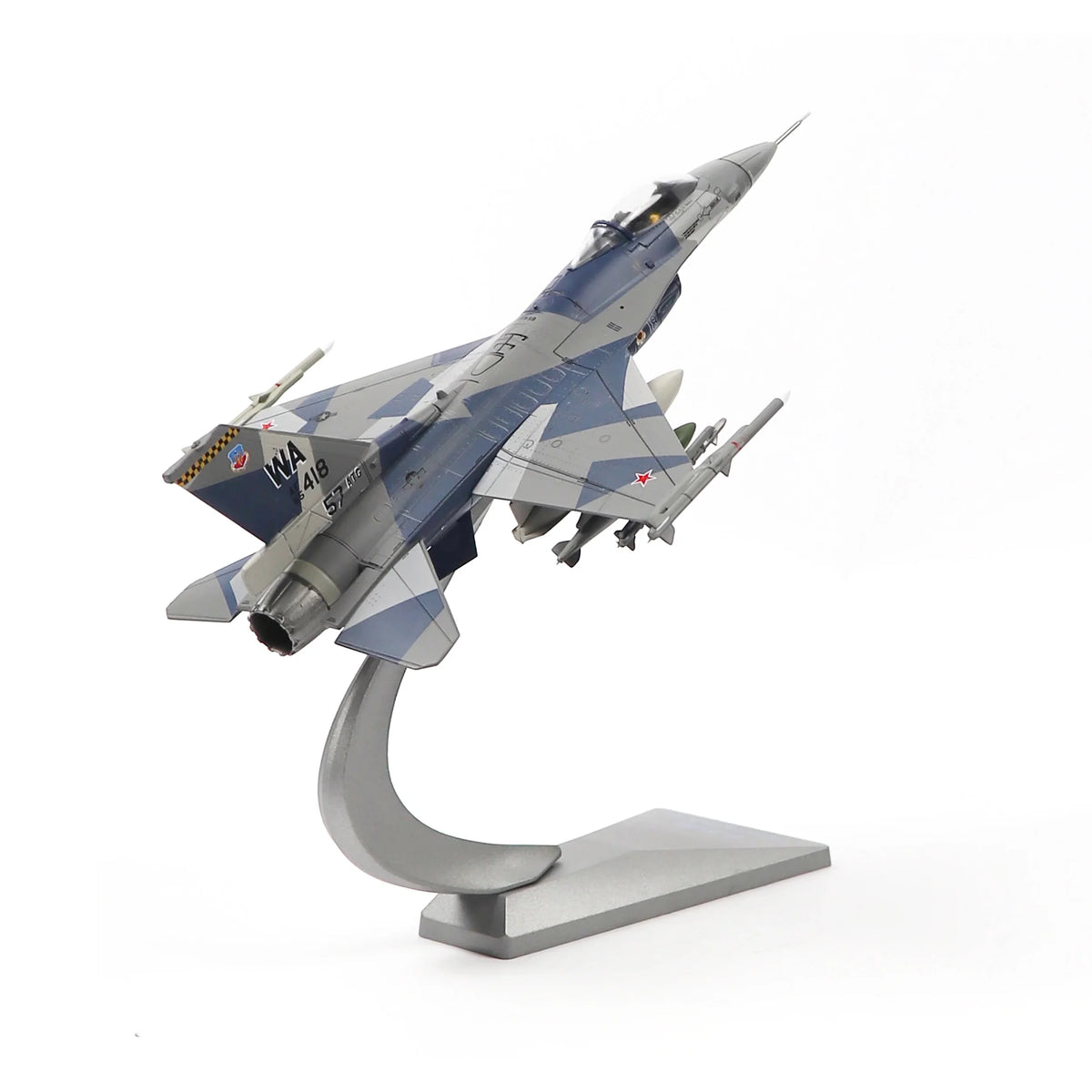 NUOTIE F-16C Fighting Falcon model in splinter camo, displayed in a flying position