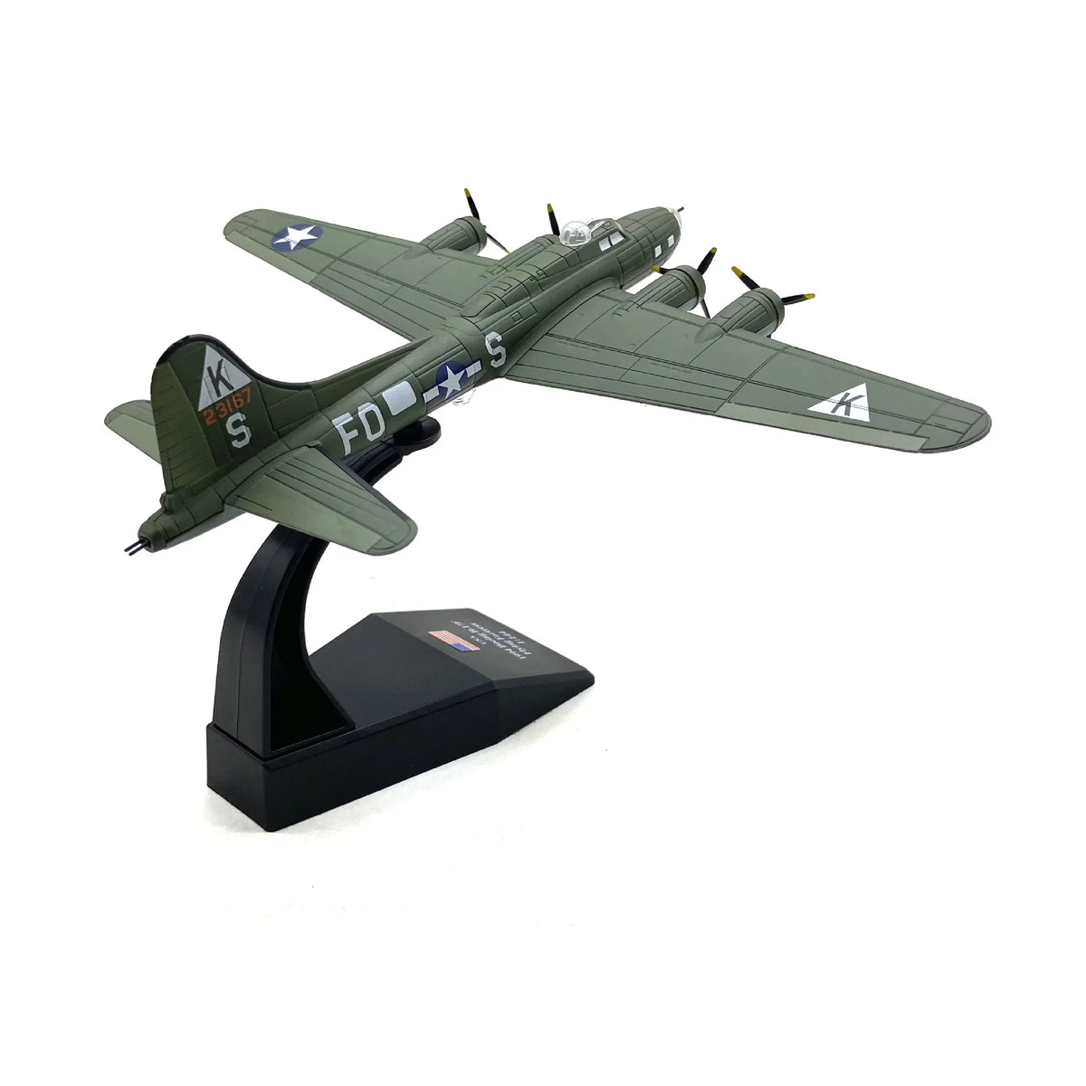 NUOTIE Model B-17F Flying Fortress diecast metal model in silver, side profile view