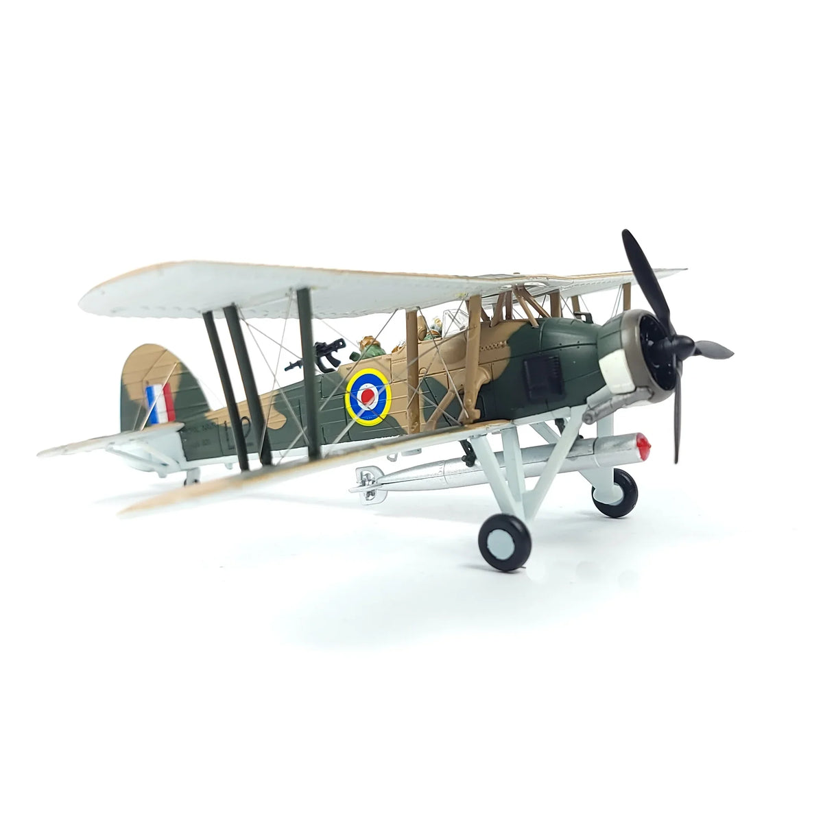 NUOTIE Model Fairey Swordfish navy aircraft model with stand, side view