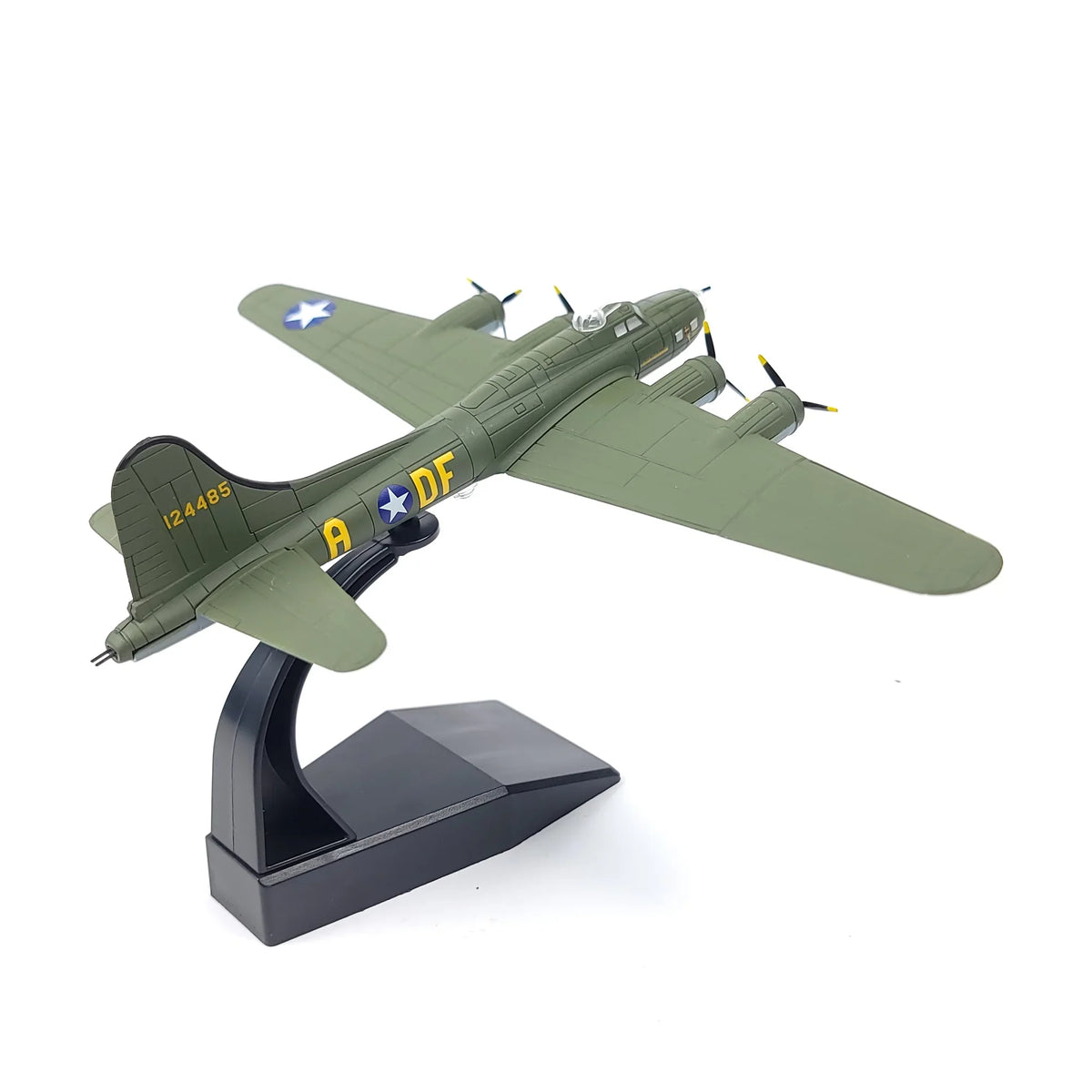 NUOTIE Model B-17F Flying Fortress diecast model in silver, top view