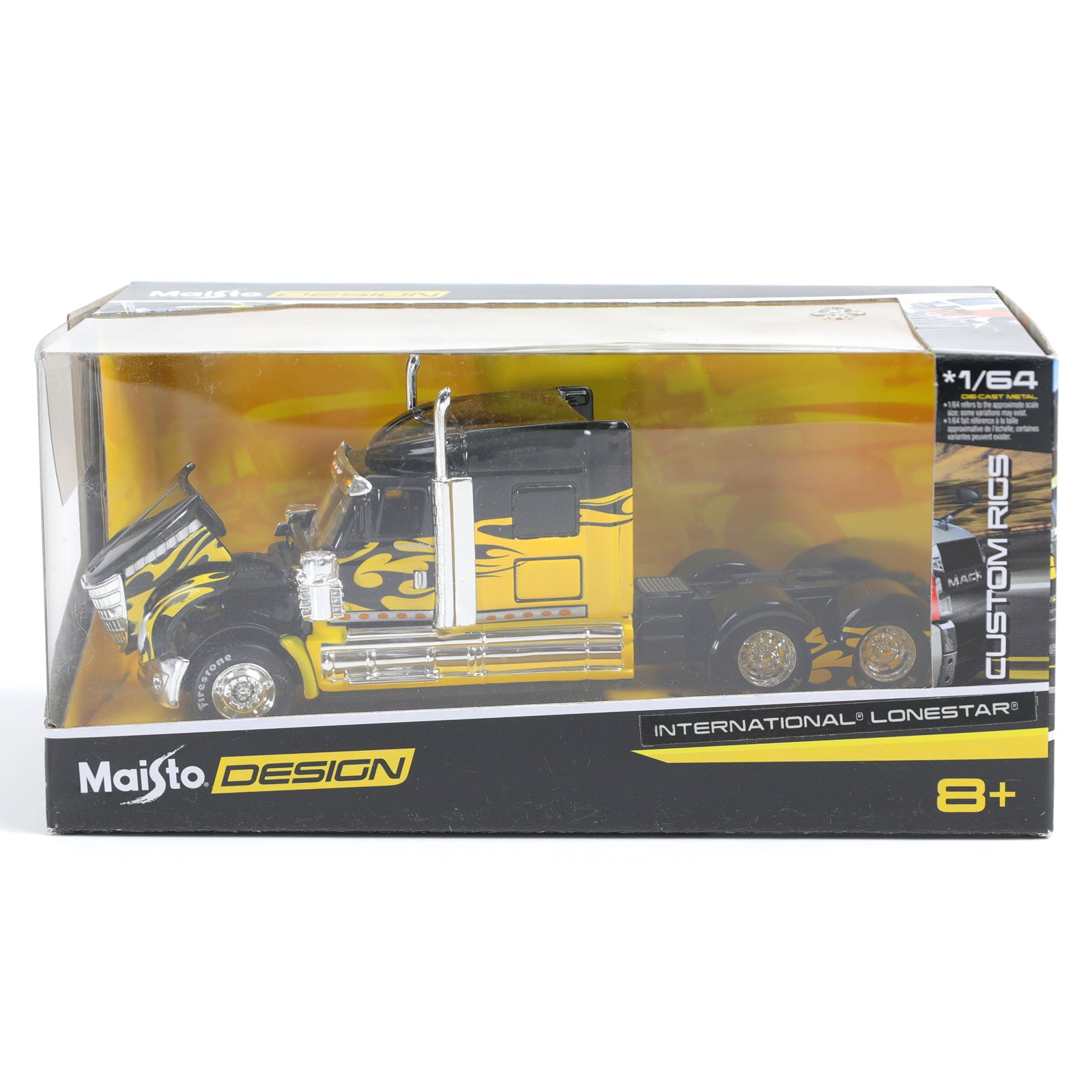 1:64 Die-cast International Lonestar Container Semi Truck Scale Model with Figure, MAISTO