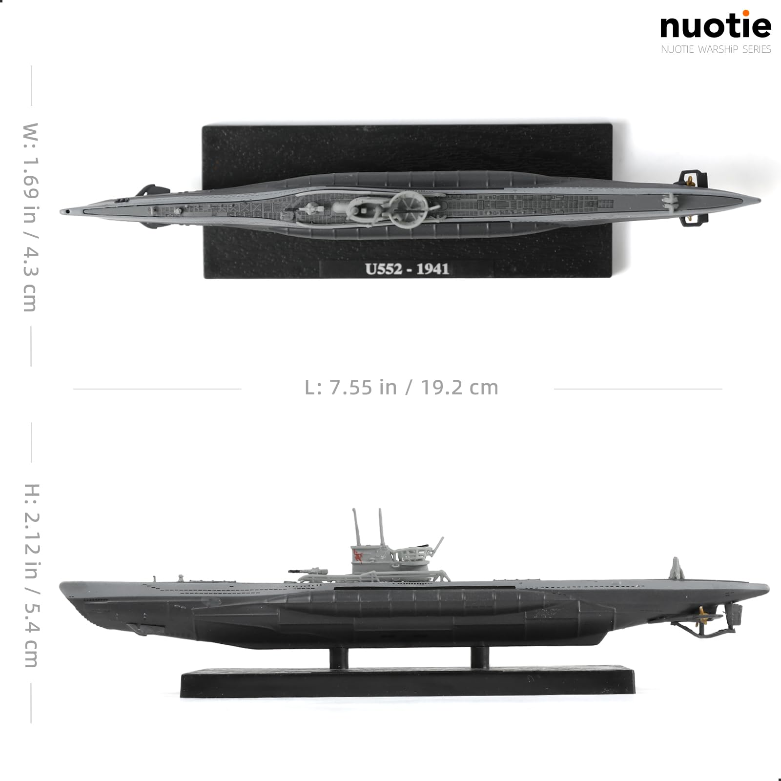 1/350 Die-cast WWII German Kriegsmarine U-552 Submarine Model, Roter Teufel Livery, NUOTIE