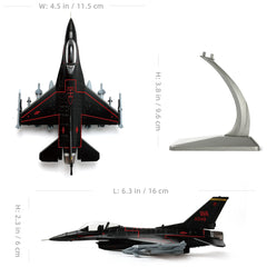 1/100 Scale F-16C Fighting Falcon Diecast Metal Model - Nellis AFB 57th Wing BLACK Aggressor Jet