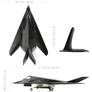 1/72 F-117 Nighthawk Stealth Striker Fighter U.S. Airforce Jet Model American Edwards AFB 85-831 Attack Aircraft Model Metal Diecast Plane Model Kit with Display Stand Collection Gift for Adult