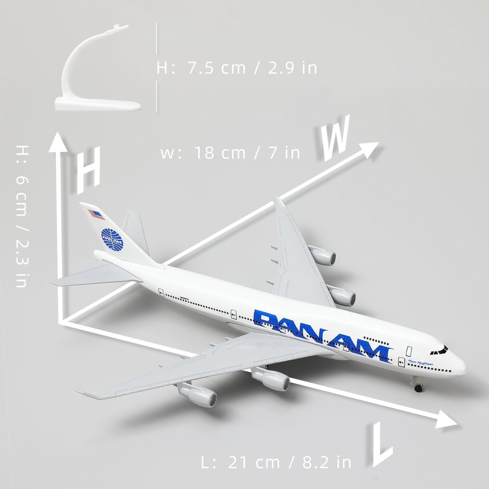 1:300 Boeing 747 Pan Am Diecast Airplane Model | Finished Classic Jumbo Jet Static Display with Stand