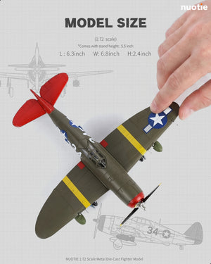 NUOTIE 1/72 P-47D Diecast Model - WWII Red Tails 332nd Fighter