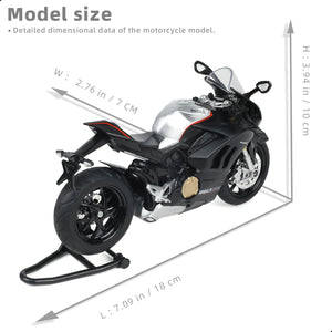 1:12 Motorcycle Model Toy Compatible for Ducati V4S Alloy Metal Diecast Motorbike with Sound and Light Mini Sport Bike Display Gift for Adult Collectors