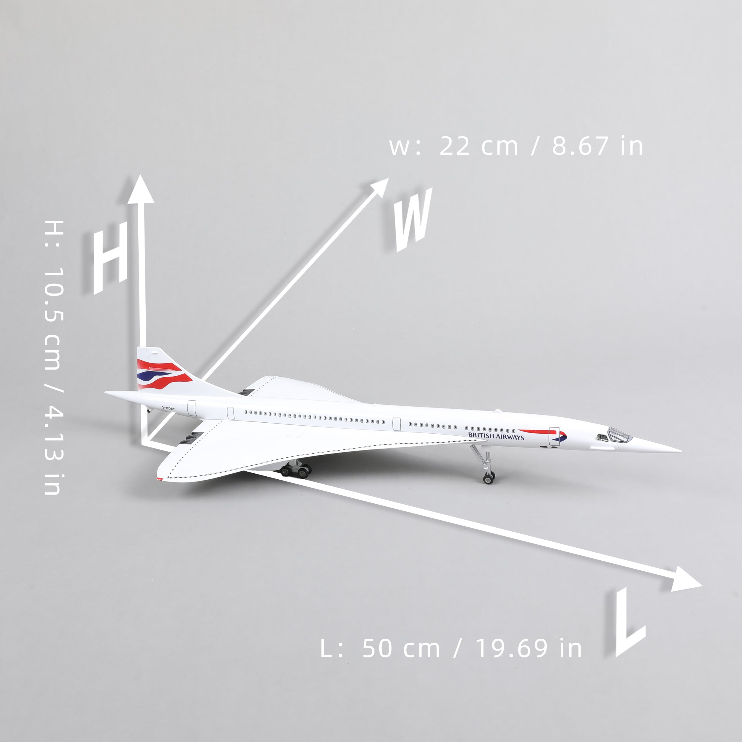 1:125 Concorde British Airways Diecast Airplane Model | Finished Large Scale Supersonic Jet Display