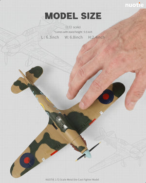 NUOTIE 1/72 Hurricane Mk IIB Fighter Model, Solid Diecast Metal Aircraft