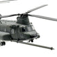 NUOTIE Model MH-47G Chinook helicopter in grey with detailed front view and weaponry