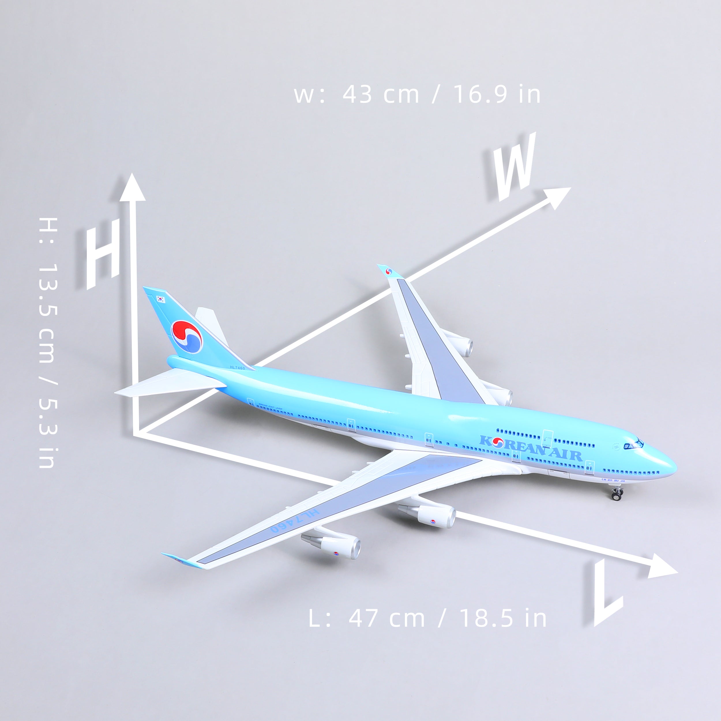 1/160 Boeing 747 Korean Air Diecast Airplane Model | Finished Jumbo Jet Static Display with Stand