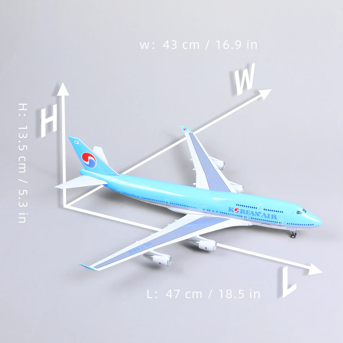 QIYUMOKE 1/160 Boeing 747 Korean Air Diecast Airplane Model | Finished Jumbo Jet Static Display with Stand aircraft - Product Image