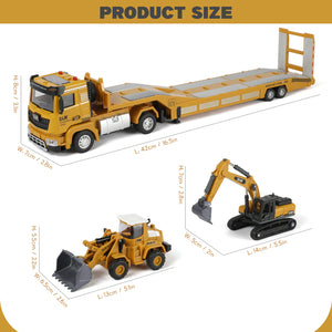 RISOPEN Metal Construction Truck Set for Kids: 3 Diecast Engineering Vehicles with Friction Power