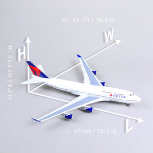 1/160 Boeing 747 Delta Airlines 17 inchs Large Model Diecast Airplane Model Kits with Stand Airlines Model Plane Display Collectible for Aviation Enthusiast Gift