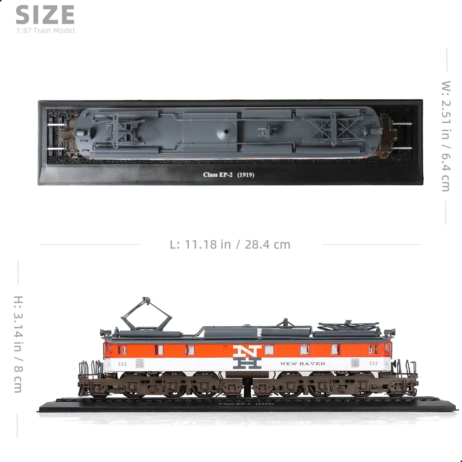 1:87 H0 Scale 1919 Class EP-2 Electric Locomotive Die-cast Finished Model with Track