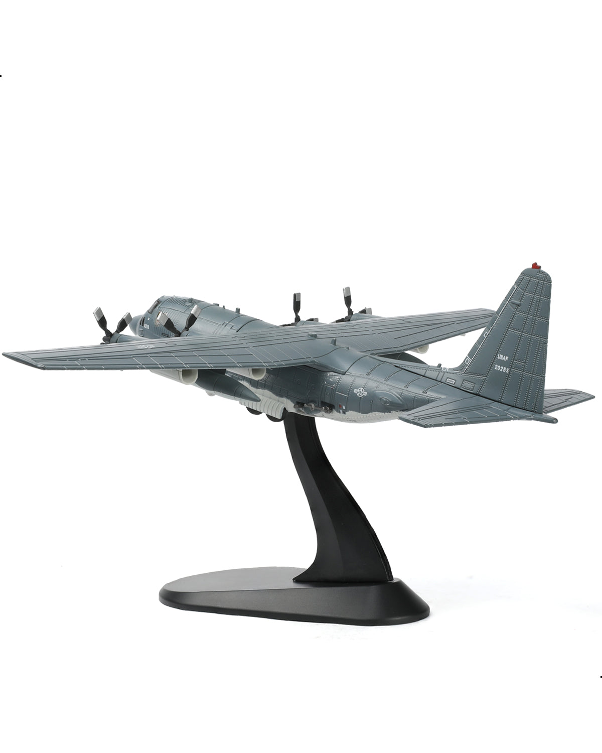 NUOTIE 1/72 Scale AC-130U Spooky II grey aircraft model side view on stand