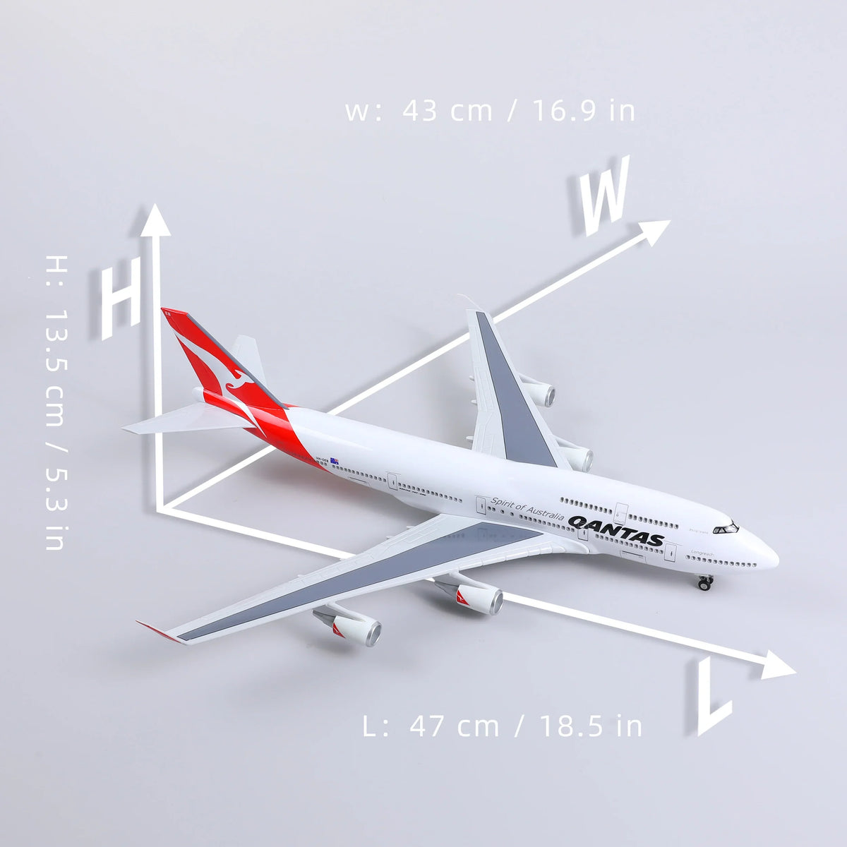 QIYUMOKE 1/160 Boeing 747 Qantas Model Kit | Jumbo Jet Assembly Plane with Display Base aircraft - Product Image