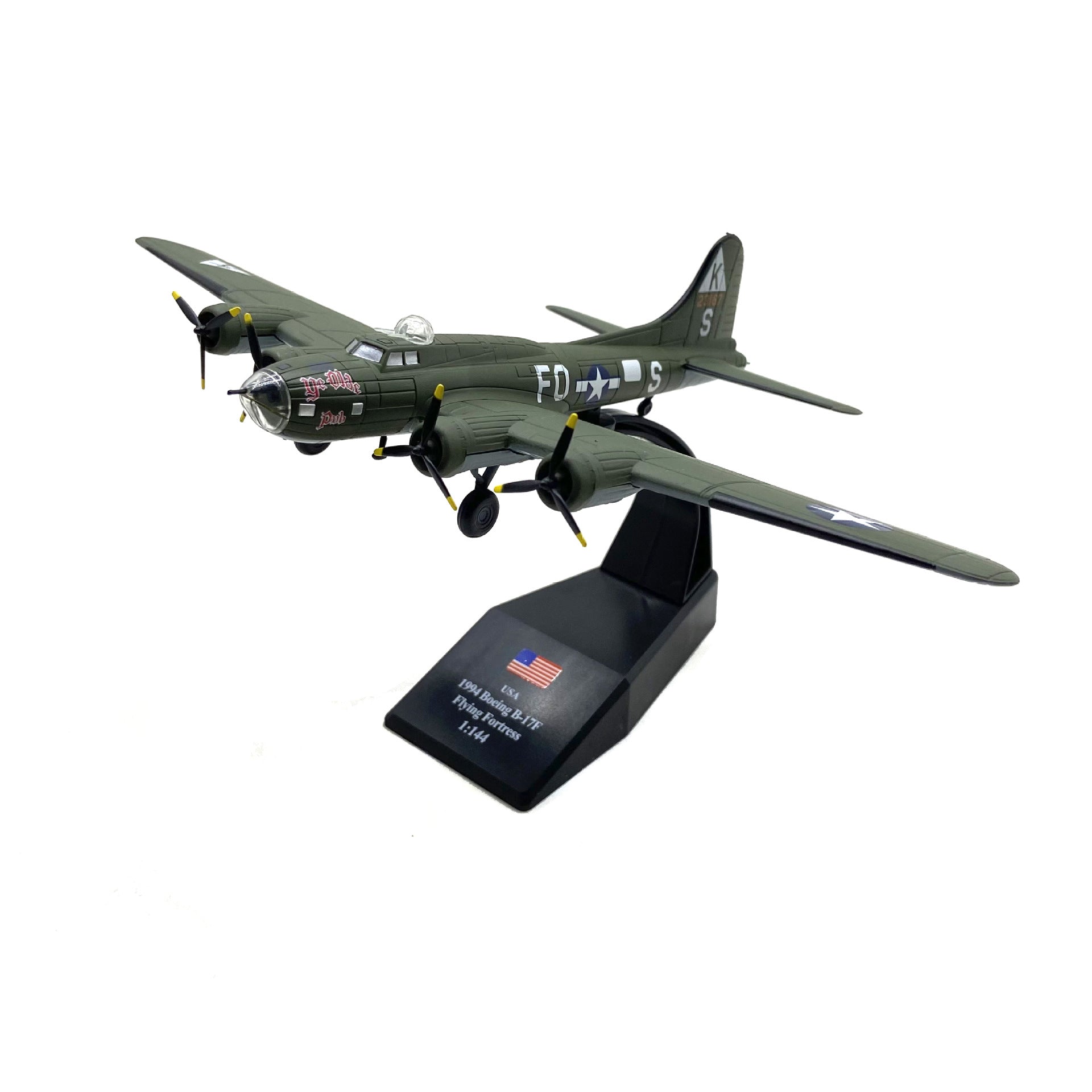 1/144 Scale B-17F Flying Fortress Diecast Metal Model - WWII Heavy Bomber Aircraft