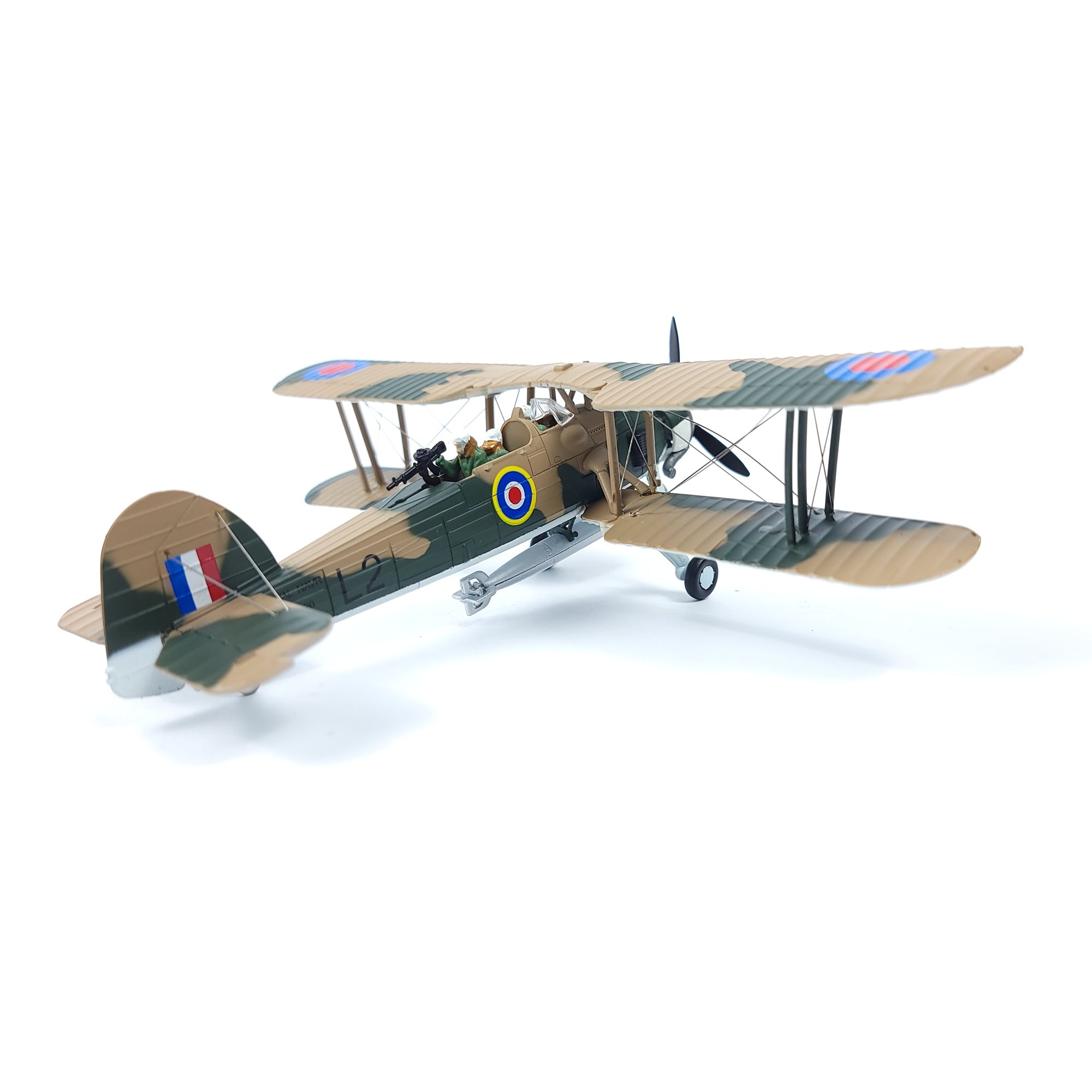 1/72 Scale Fairey Swordfish Diecast Metal Model - WWII British Torpedo Bomber with Stand