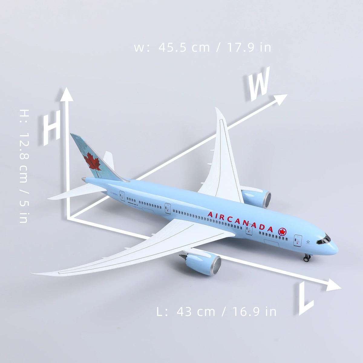 QIYUMOKE Boeing 787-8 Air Canada airplane model top view with dimensions