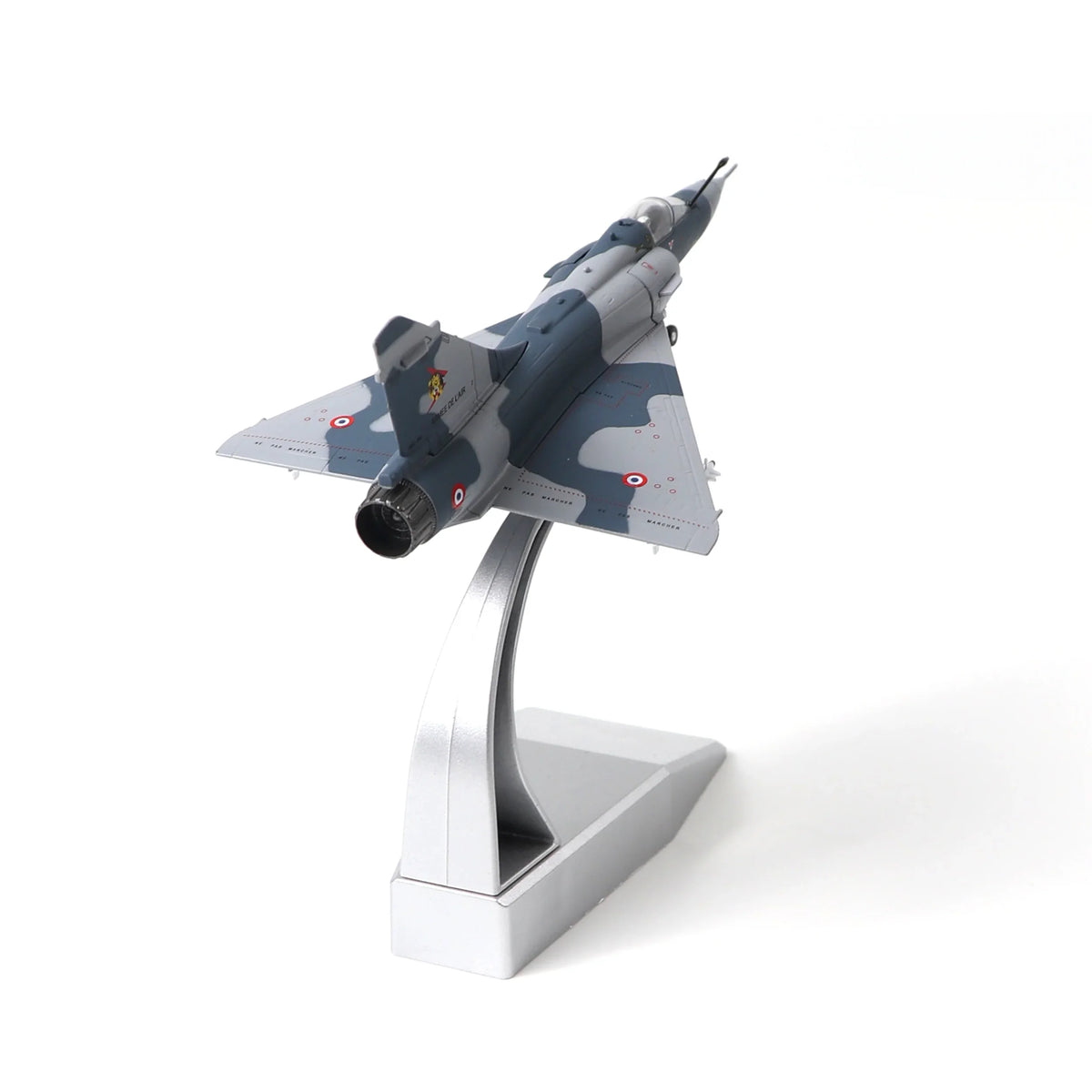 NUOTIE model Dassault Mirage 2000 diecast aircraft with stand, rear view