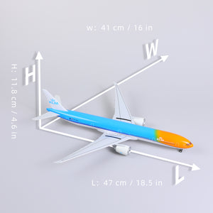 1/150 Boeing 777-300ER KLM (Orange Pride) 18.5 inchs Large Model Diecast Airplane Model Kits with Stand Airlines Model Display Collectible for Aviation Enthusiast Gift