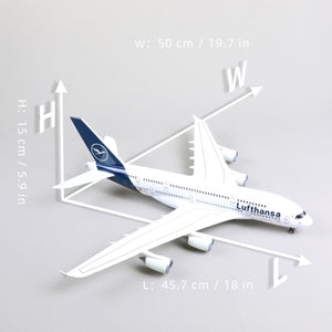 1/160 Airbus A380 Lufthansa 18 inchs Large Model Diecast Airplane Model Kits with Stand Sky Jumbo Airliner Model Plane Display Collectible Model Kit for Aviation Enthusiast Gift